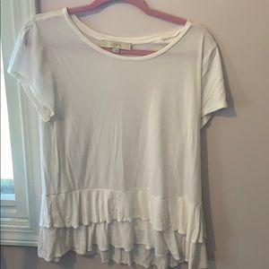 Large white frilly T-shirt from Loft